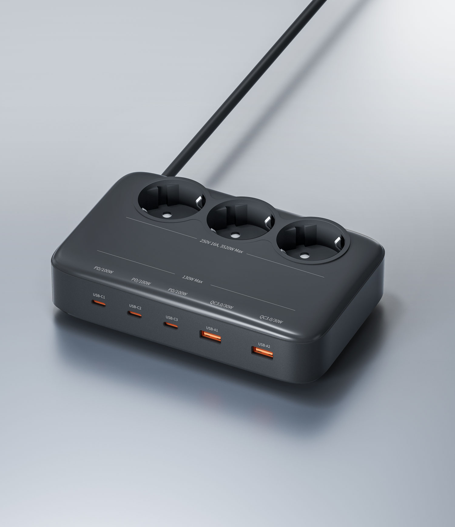 GAN Power Strip with EU Plug