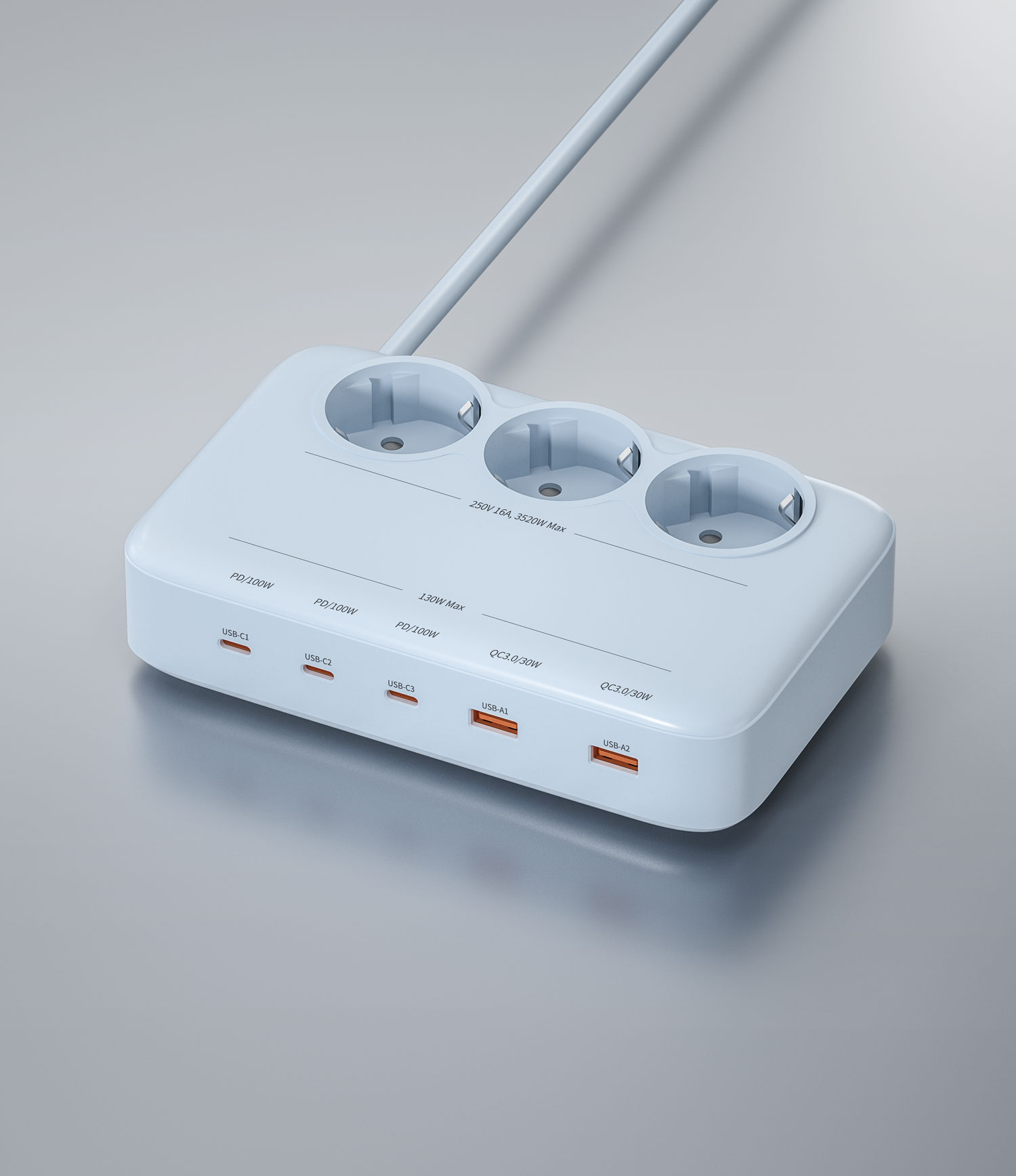 GAN Power Strip with EU Plug