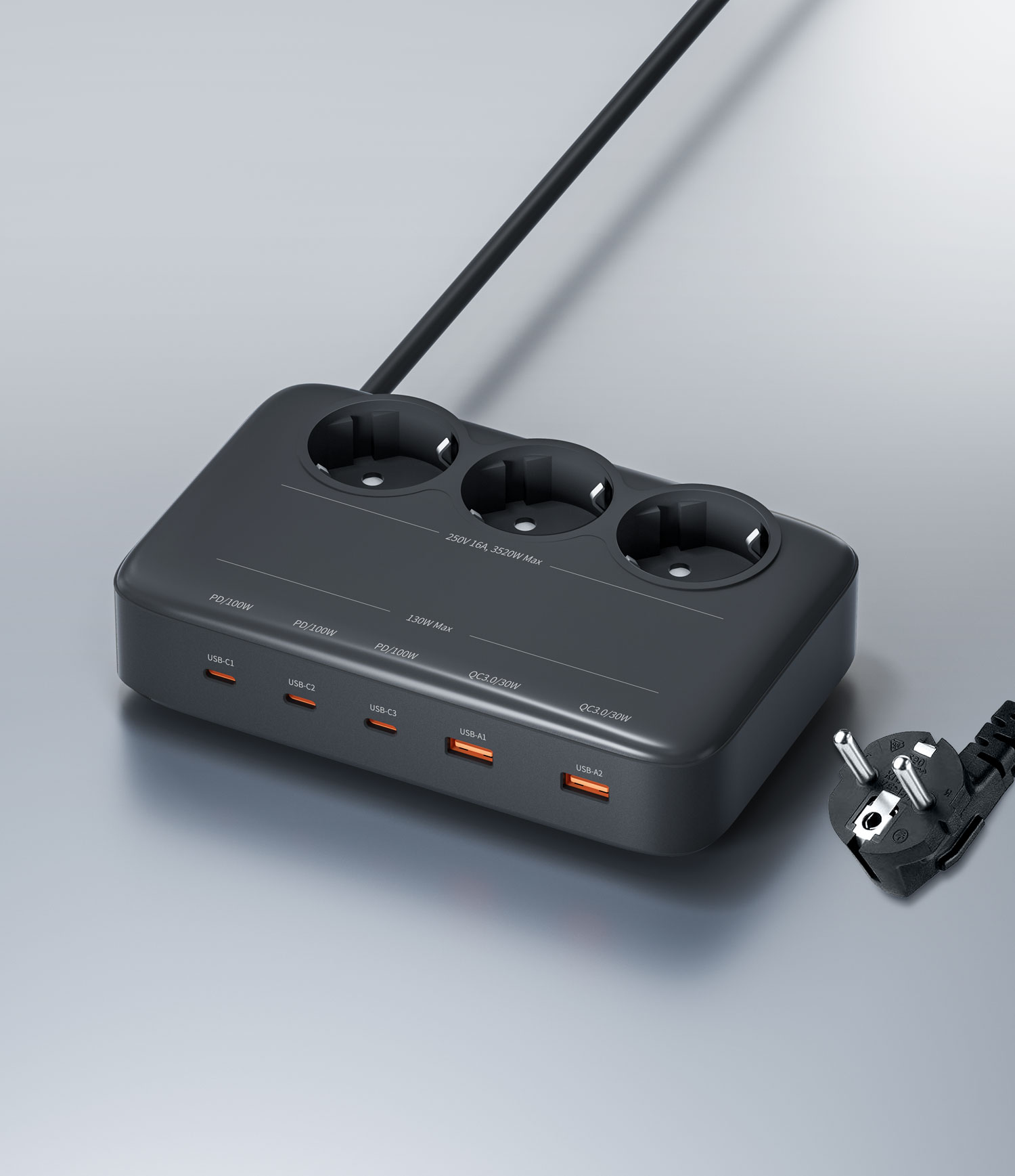 GAN Power Strip with EU Plug