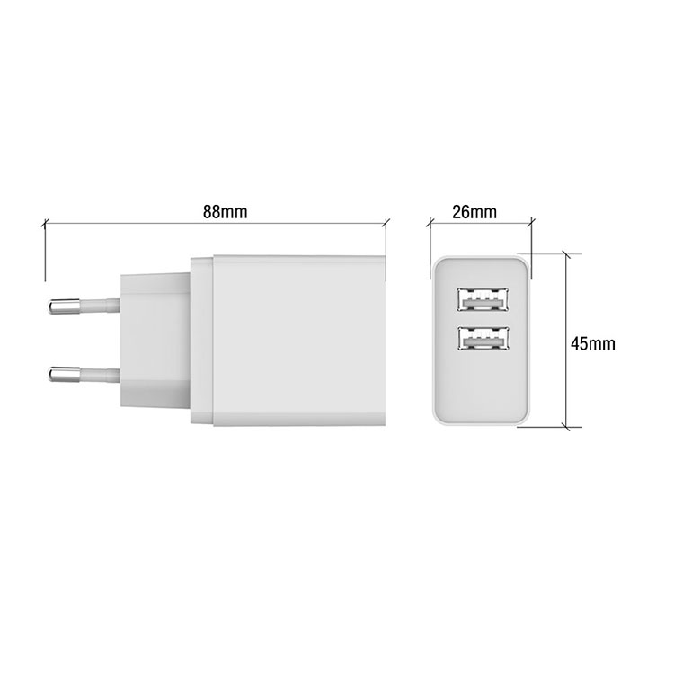 5V 2.4A Dual USB-A Charger