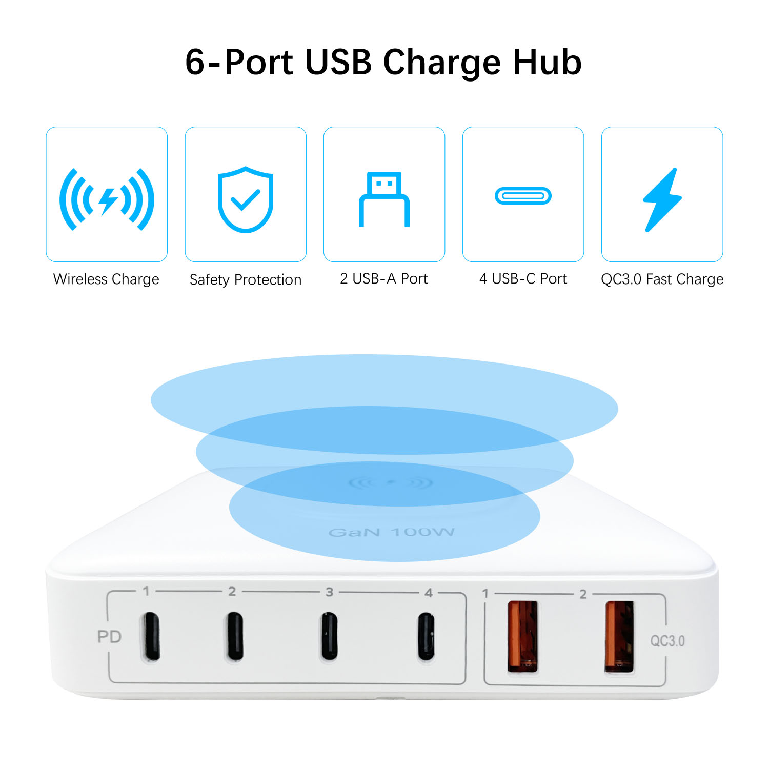 100W Charging Station with Wireless